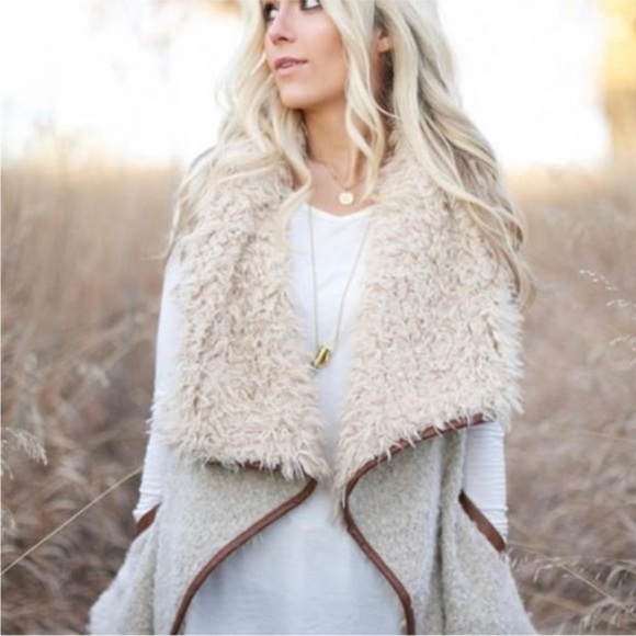 Anthropologie Jackets & Blazers - ANTHRO LOVE TREE MUSHROOMCORE VEGAN FAUX ASYMMETRICAL LEATHER GOBLIN TRIM VEST S